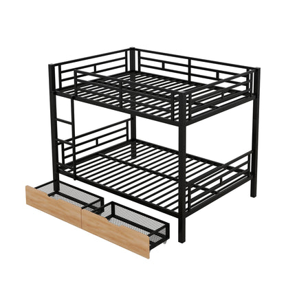 Remmy Bunk Bed Modern Metal Full Size 2 Drawers - Bunk and Bed Co.