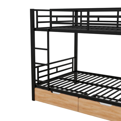 Remmy Bunk Bed Modern Metal Full Size 2 Drawers - Bunk and Bed Co.