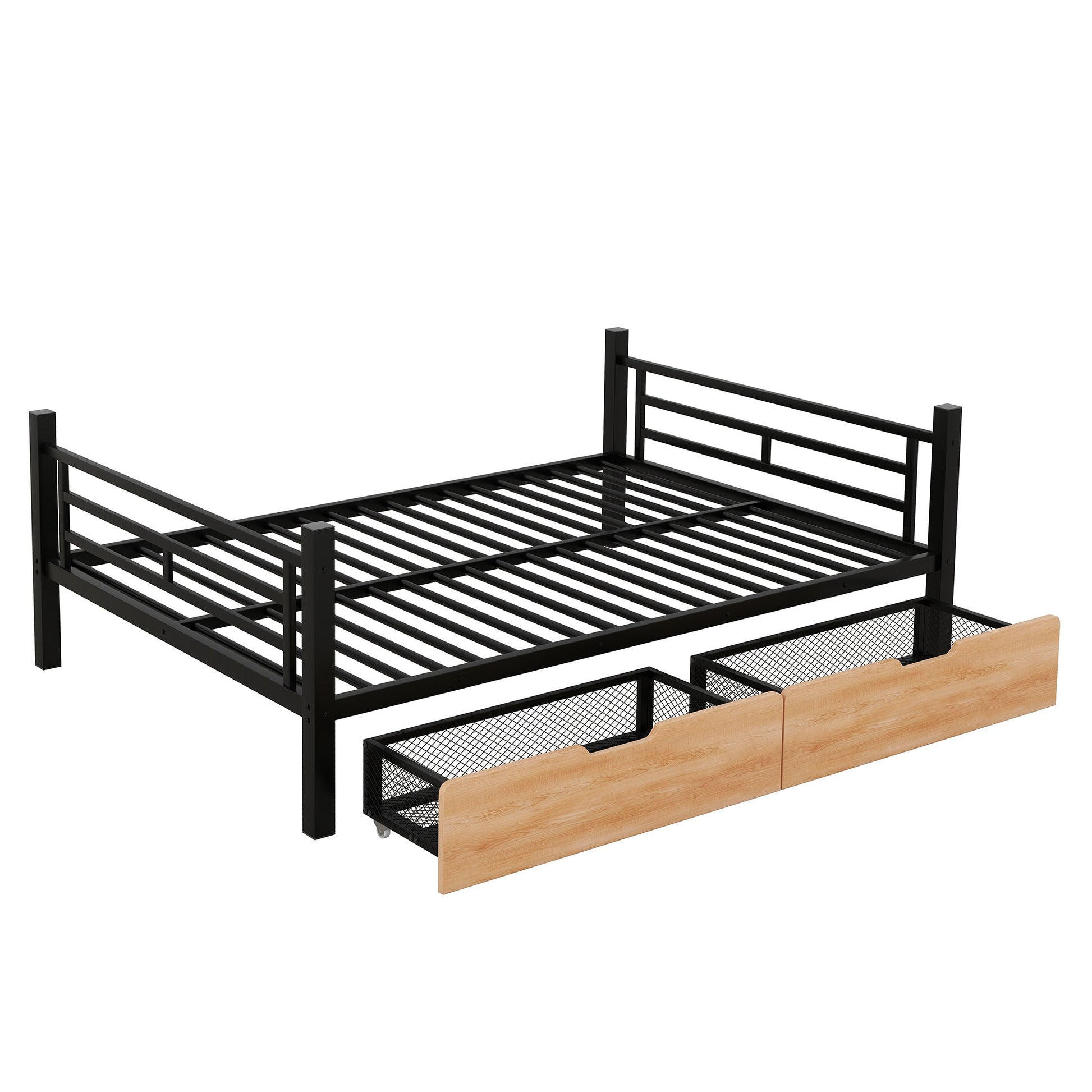 Remmy Bunk Bed Modern Metal Full Size 2 Drawers - Bunk and Bed Co.