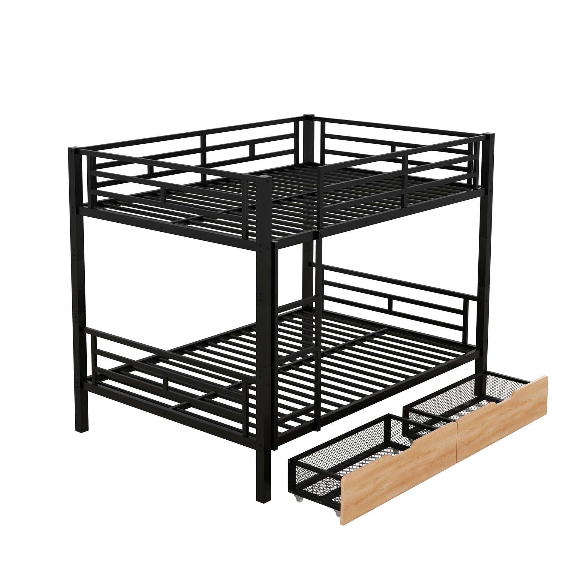 Remmy Bunk Bed Modern Metal Full Size 2 Drawers - Bunk and Bed Co.