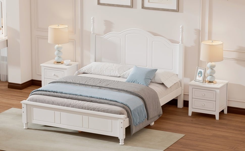 Tammy Full Size Wood Platform Bed Frame,White - Bunk and Bed Co.