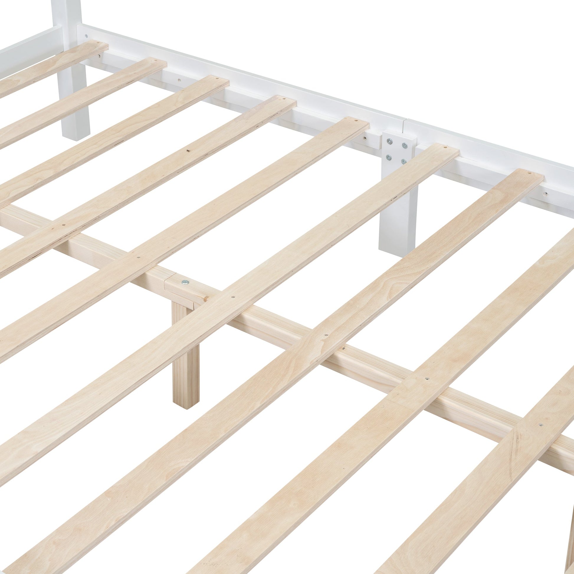 Tammy Full Size Wood Platform Bed Frame,White - Bunk and Bed Co.