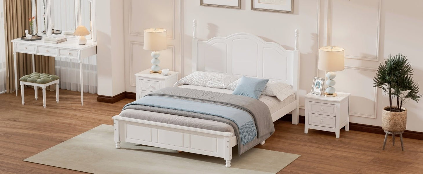 Tammy Full Size Wood Platform Bed Frame,White - Bunk and Bed Co.