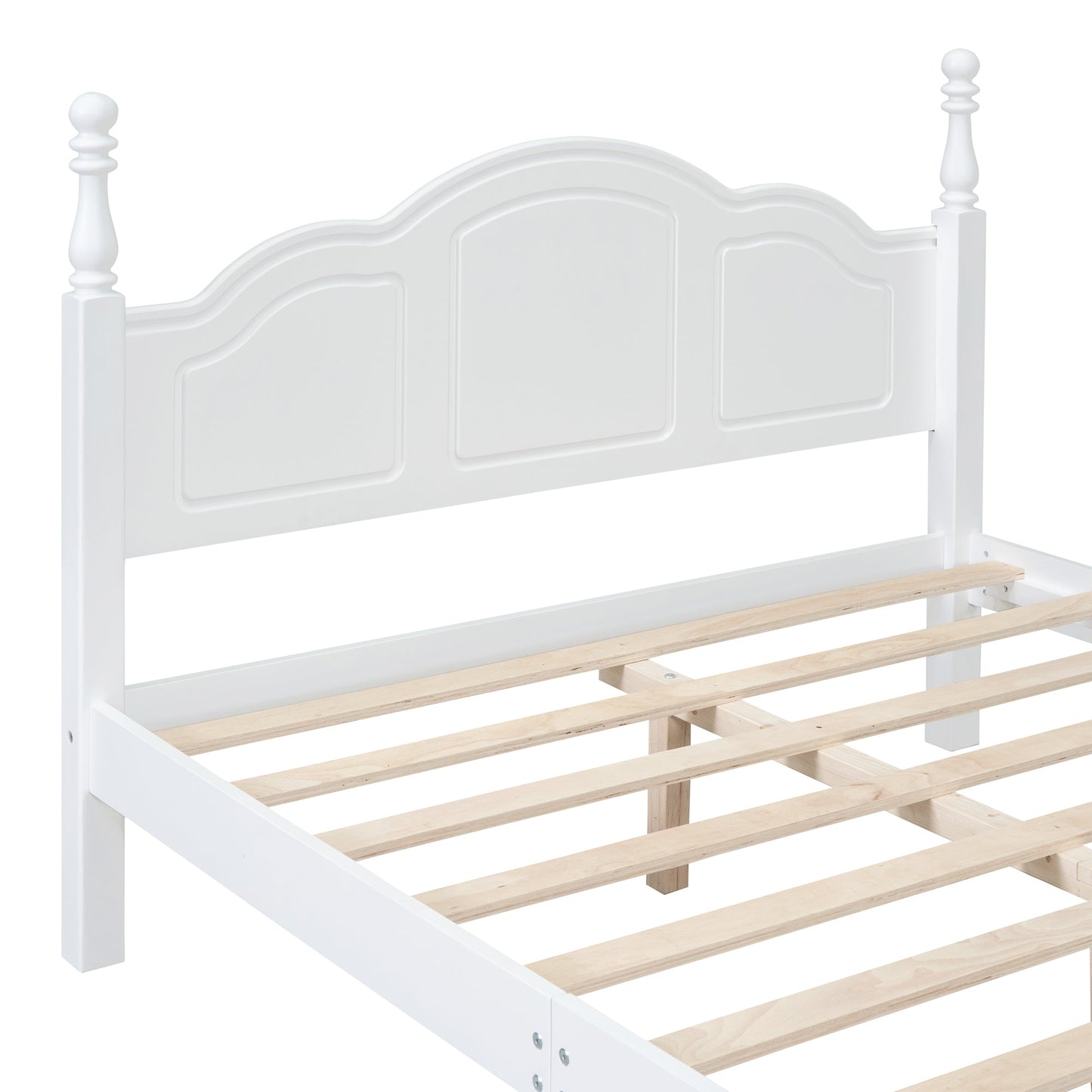 Tammy Full Size Wood Platform Bed Frame,White - Bunk and Bed Co.