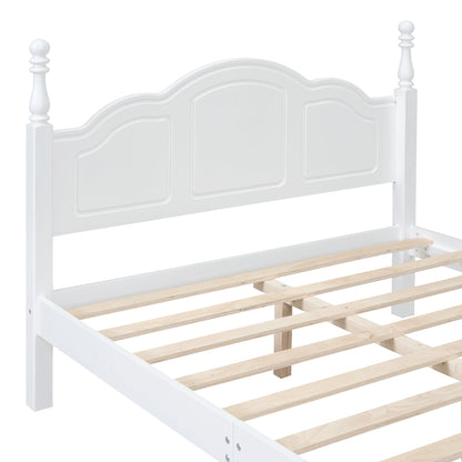 Tammy Full Size Wood Platform Bed Frame,White - Bunk and Bed Co.