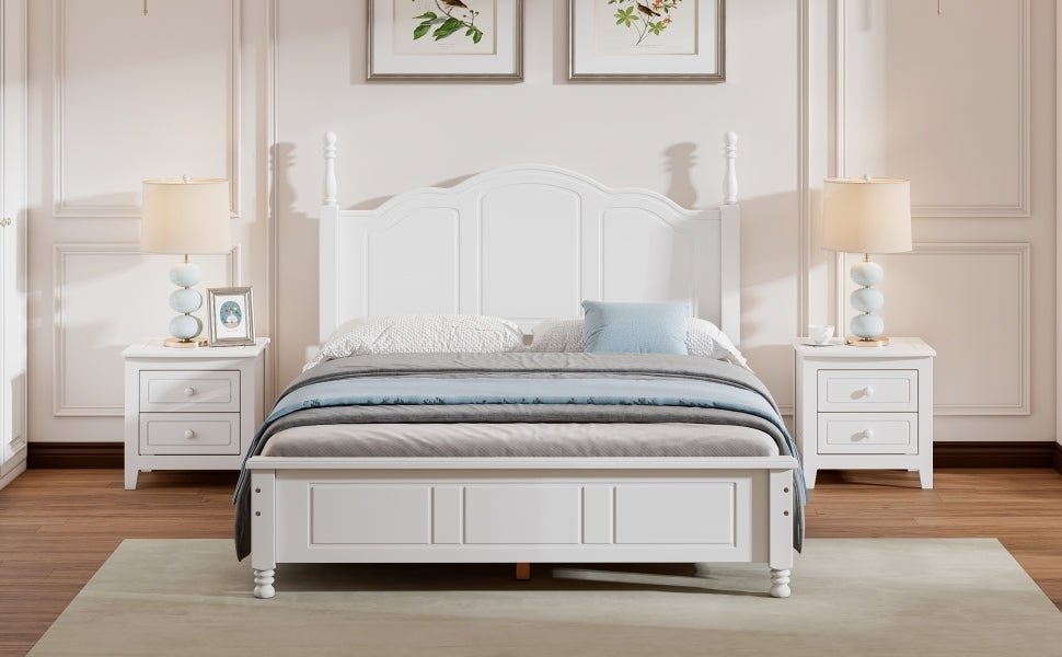 Tammy Full Size Wood Platform Bed Frame,White - Bunk and Bed Co.