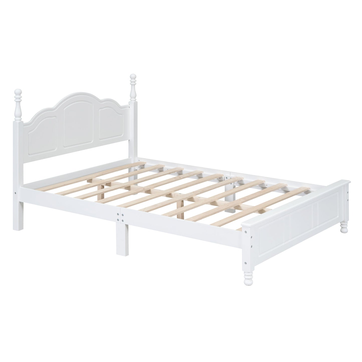 Tammy Full Size Wood Platform Bed Frame,White - Bunk and Bed Co.