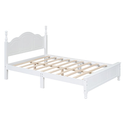Tammy Full Size Wood Platform Bed Frame,White - Bunk and Bed Co.
