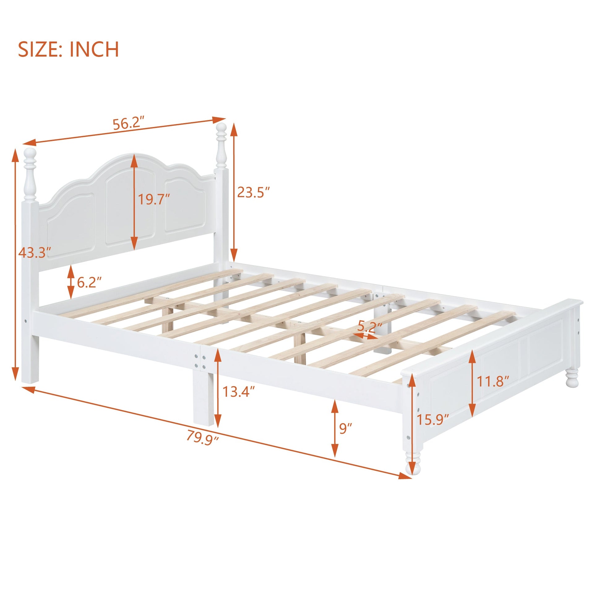 Tammy Full Size Wood Platform Bed Frame,White - Bunk and Bed Co.