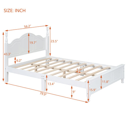 Tammy Full Size Wood Platform Bed Frame,White - Bunk and Bed Co.