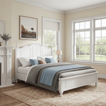 Tammy Full Size Wood Platform Bed Frame,White - Bunk and Bed Co.