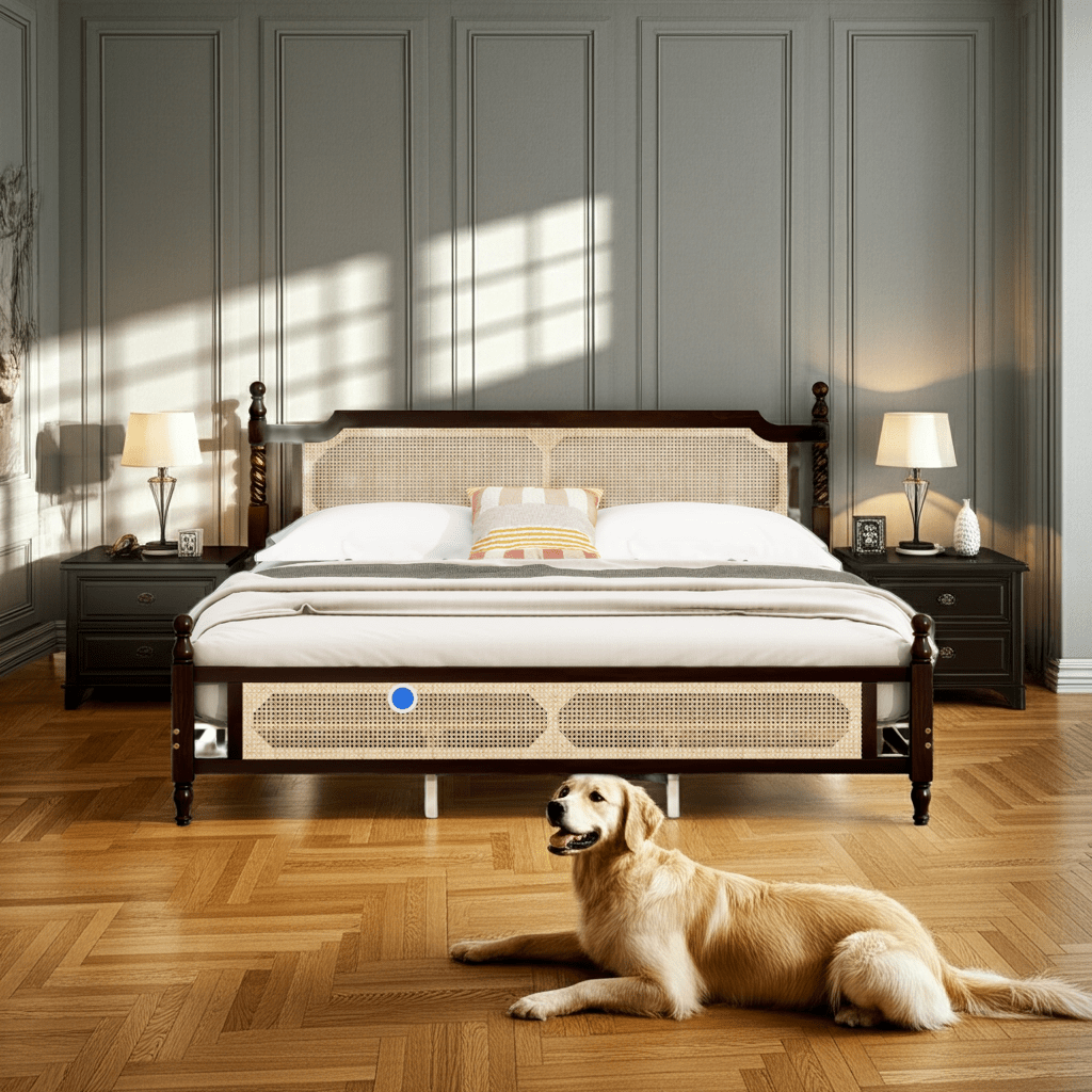 The Carolina Rattan King Size Bed Espresso - Bunk and Bed Co.