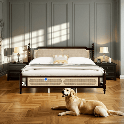 The Carolina Rattan King Size Bed Espresso - Bunk and Bed Co.