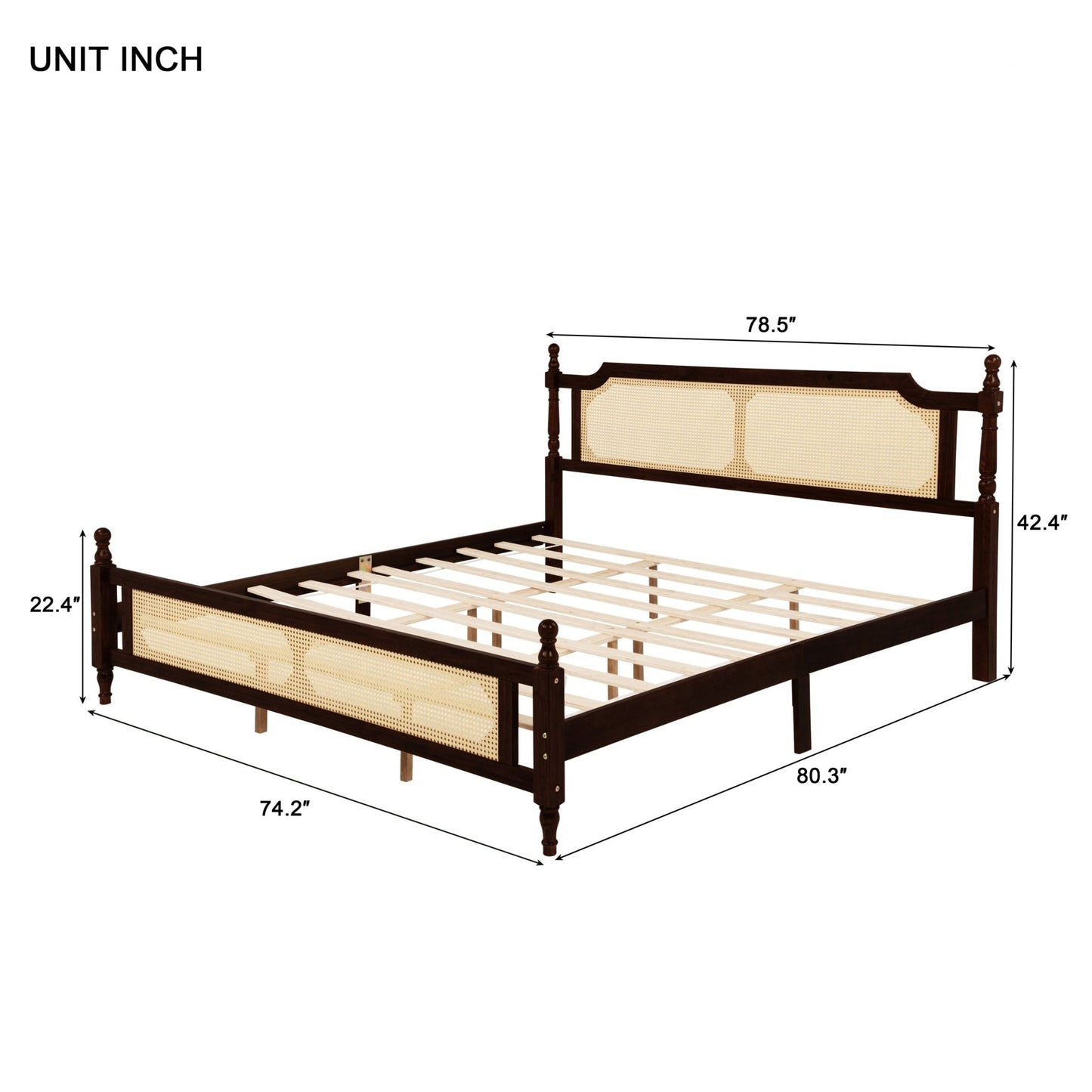 The Carolina Rattan King Size Bed Espresso - Bunk and Bed Co.