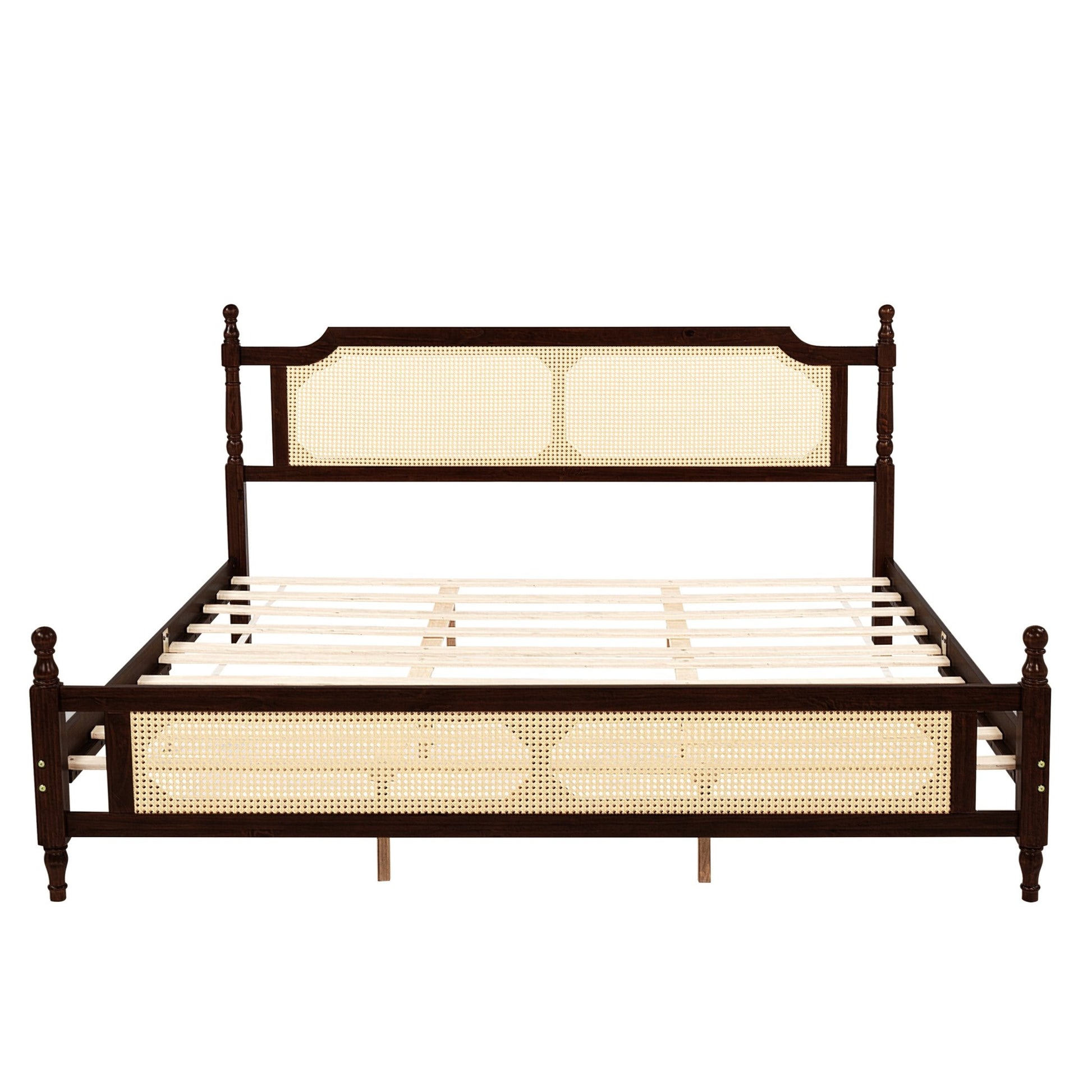 The Carolina Rattan King Size Bed Espresso - Bunk and Bed Co.