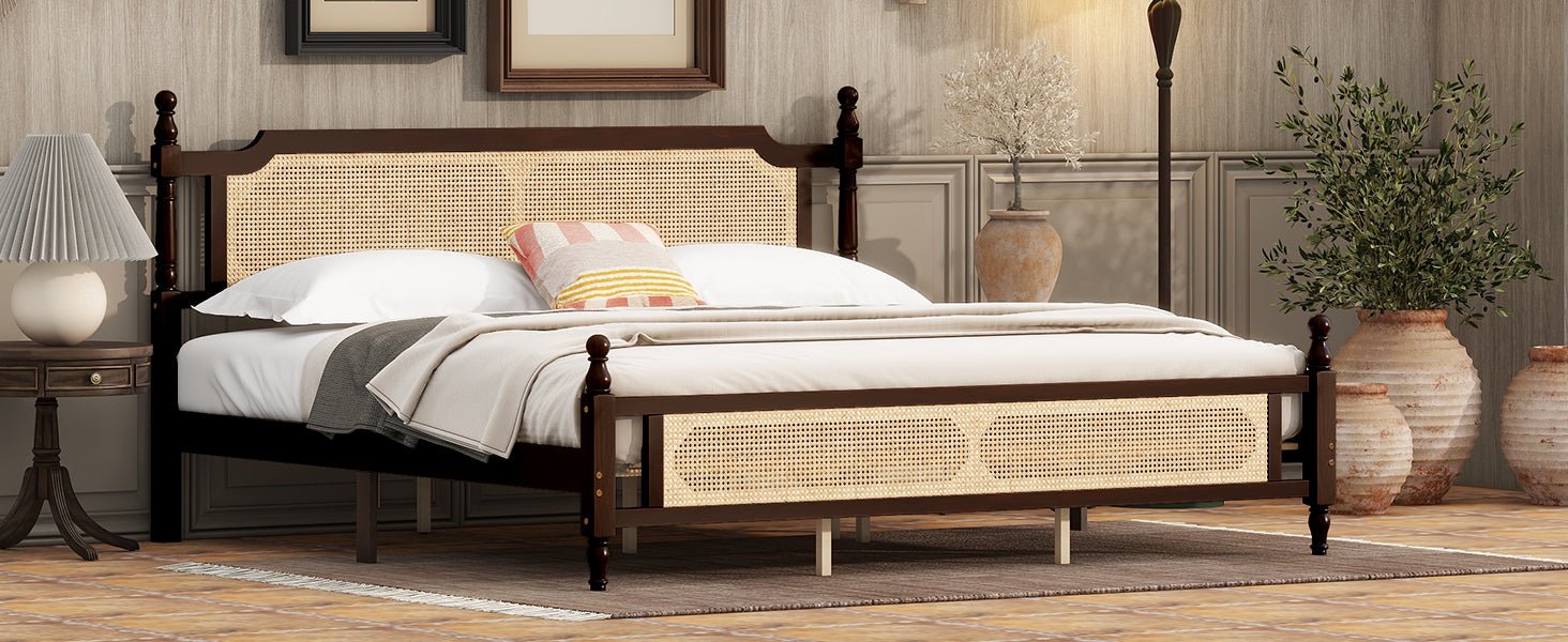 The Carolina Rattan King Size Bed Espresso - Bunk and Bed Co.
