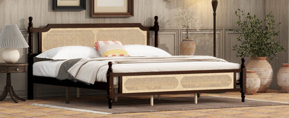 The Carolina Rattan King Size Bed Espresso - Bunk and Bed Co.