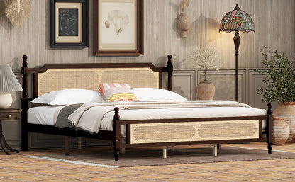 The Carolina Rattan King Size Bed Espresso - Bunk and Bed Co.