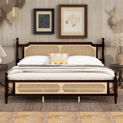 The Carolina Rattan King Size Bed Espresso - Bunk and Bed Co.