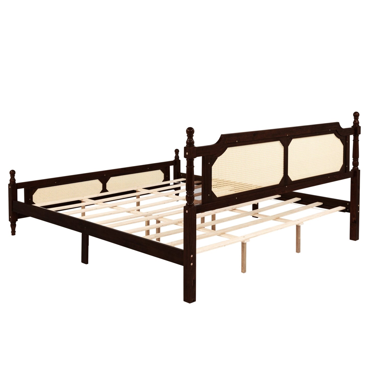 The Carolina Rattan King Size Bed Espresso - Bunk and Bed Co.