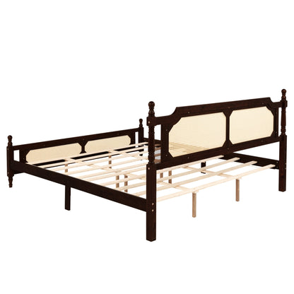 The Carolina Rattan King Size Bed Espresso - Bunk and Bed Co.