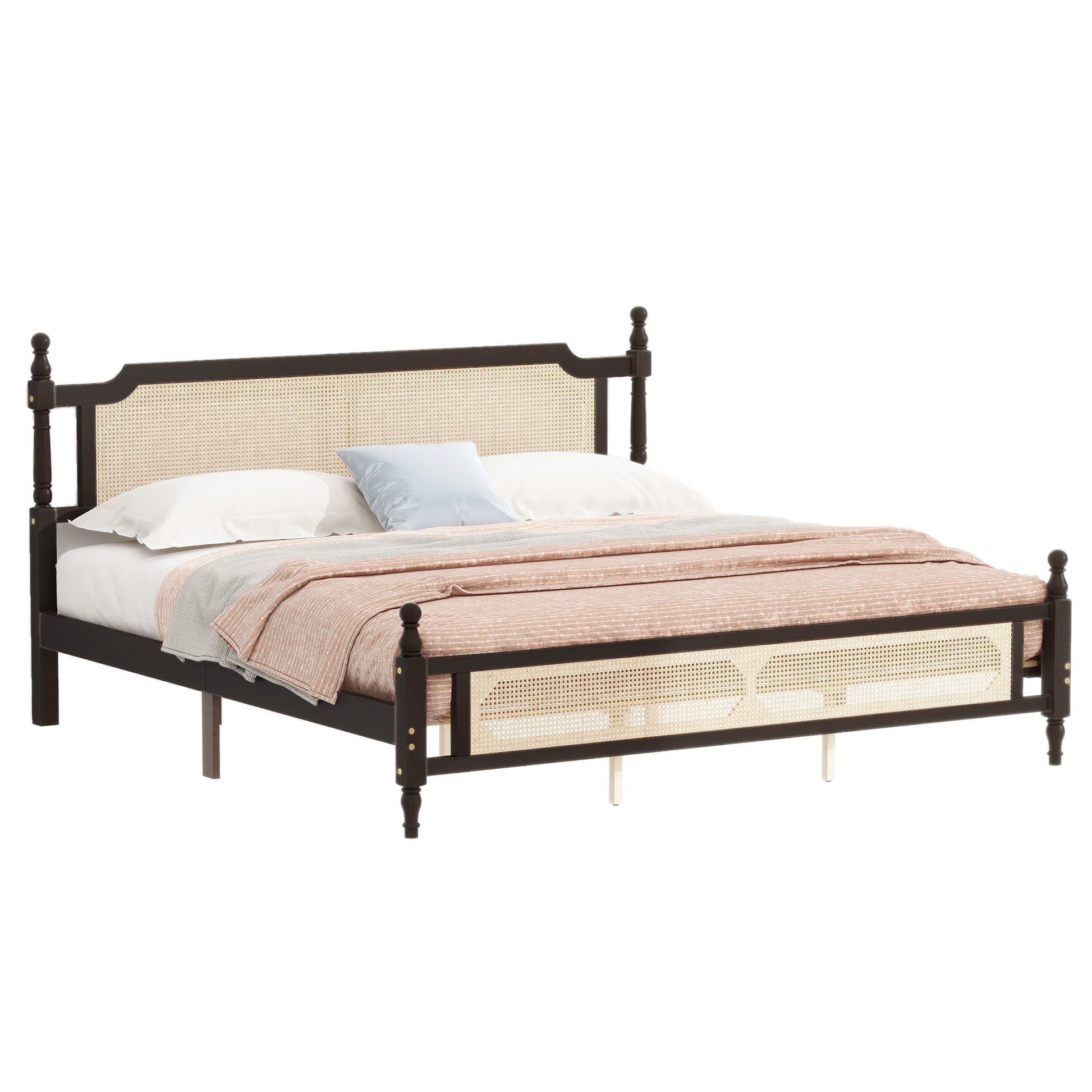 The Carolina Rattan King Size Bed Espresso - Bunk and Bed Co.