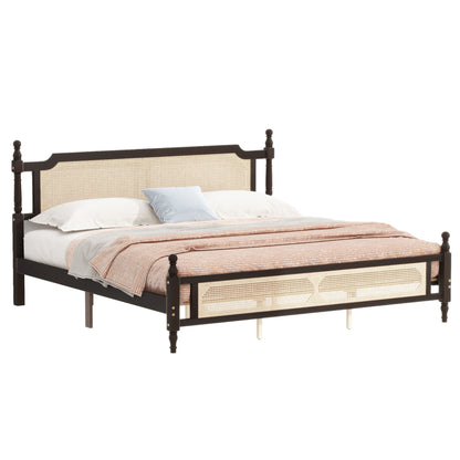 The Carolina Rattan King Size Bed Espresso - Bunk and Bed Co.