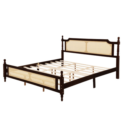 The Carolina Rattan King Size Bed Espresso - Bunk and Bed Co.