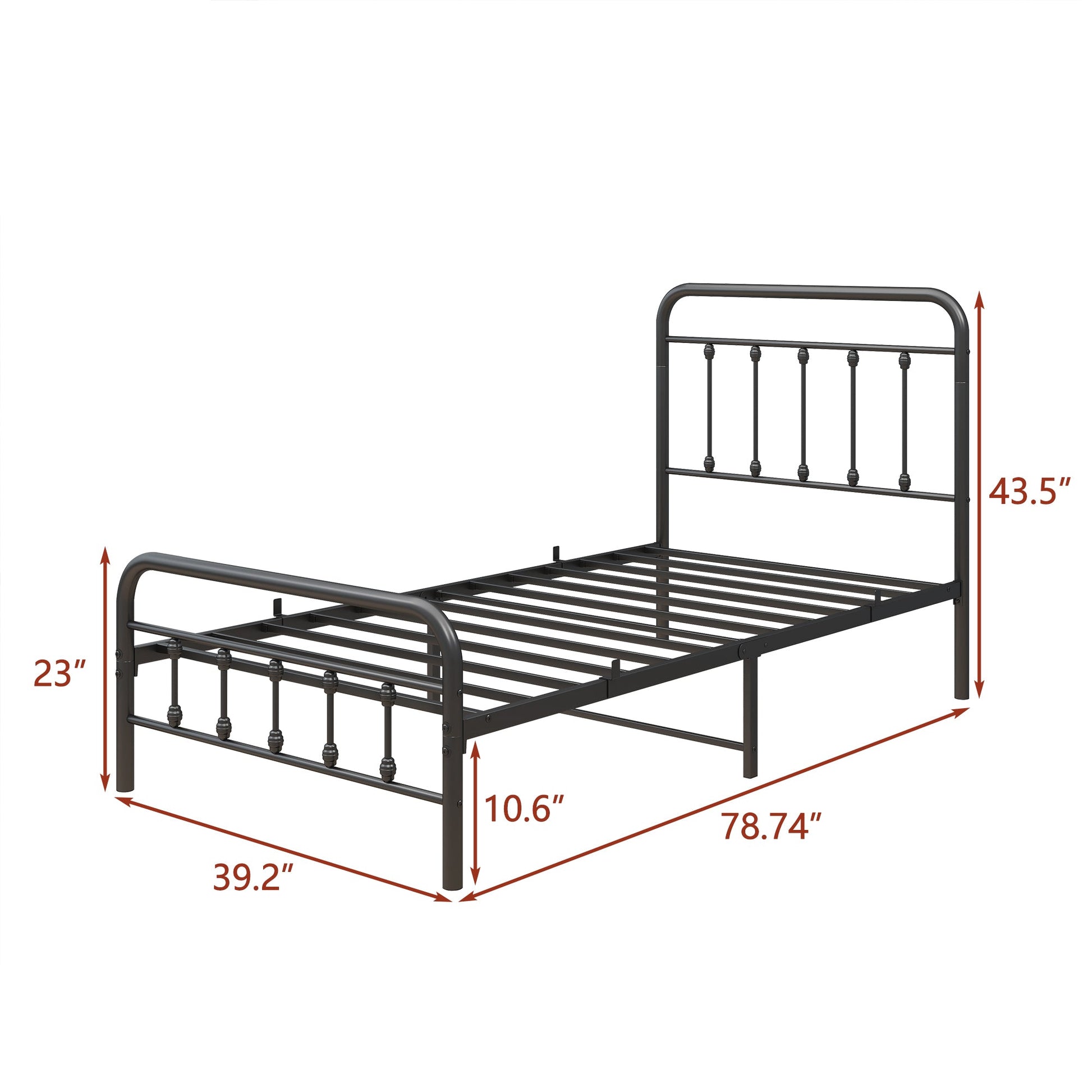 The Charlotte Metal Bed Frame Twin - Bunk and Bed Co.