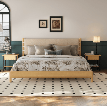 The Jennifer King Bed Premium Rubber Wood Mid Century Modern - Bunk and Bed Co.