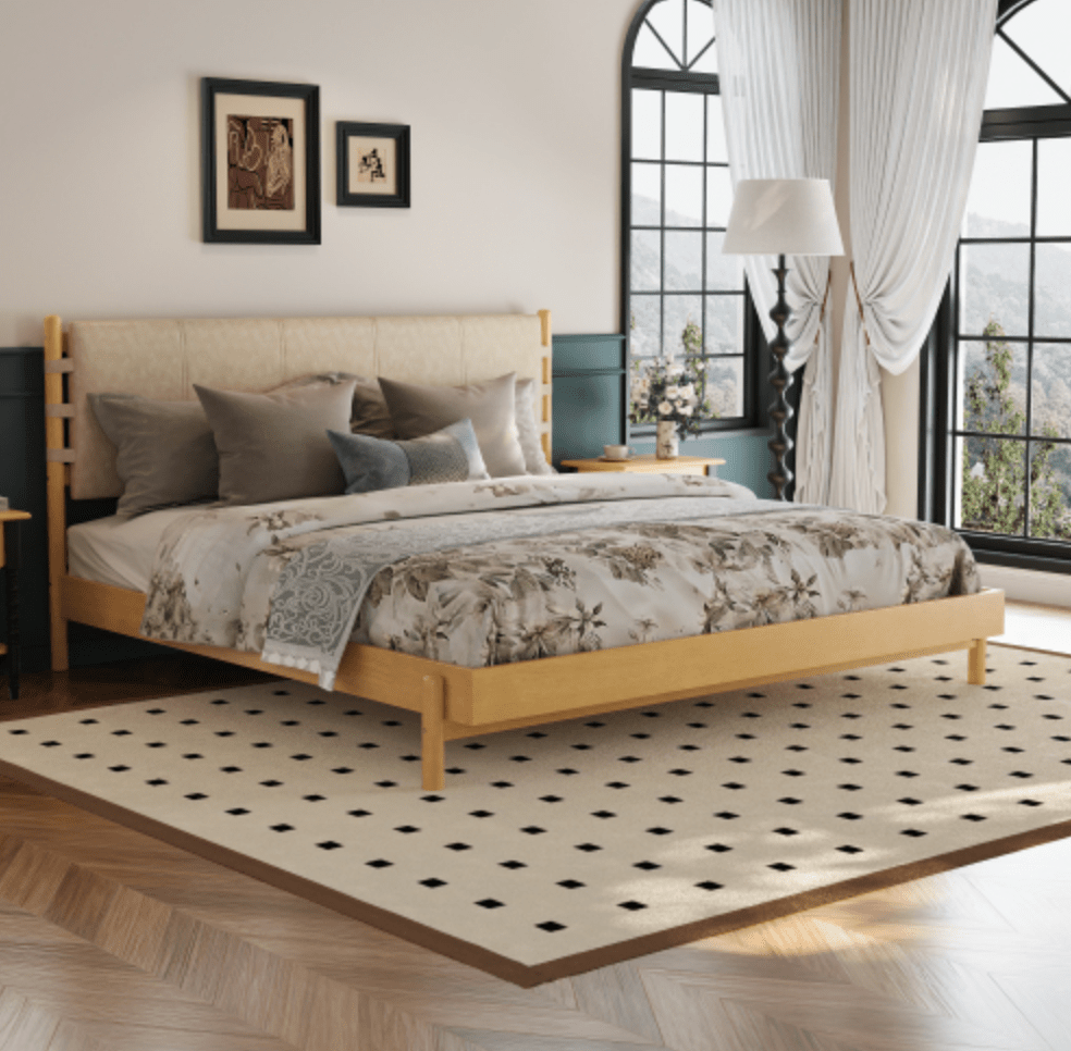 The Jennifer King Bed Premium Rubber Wood Mid Century Modern - Bunk and Bed Co.