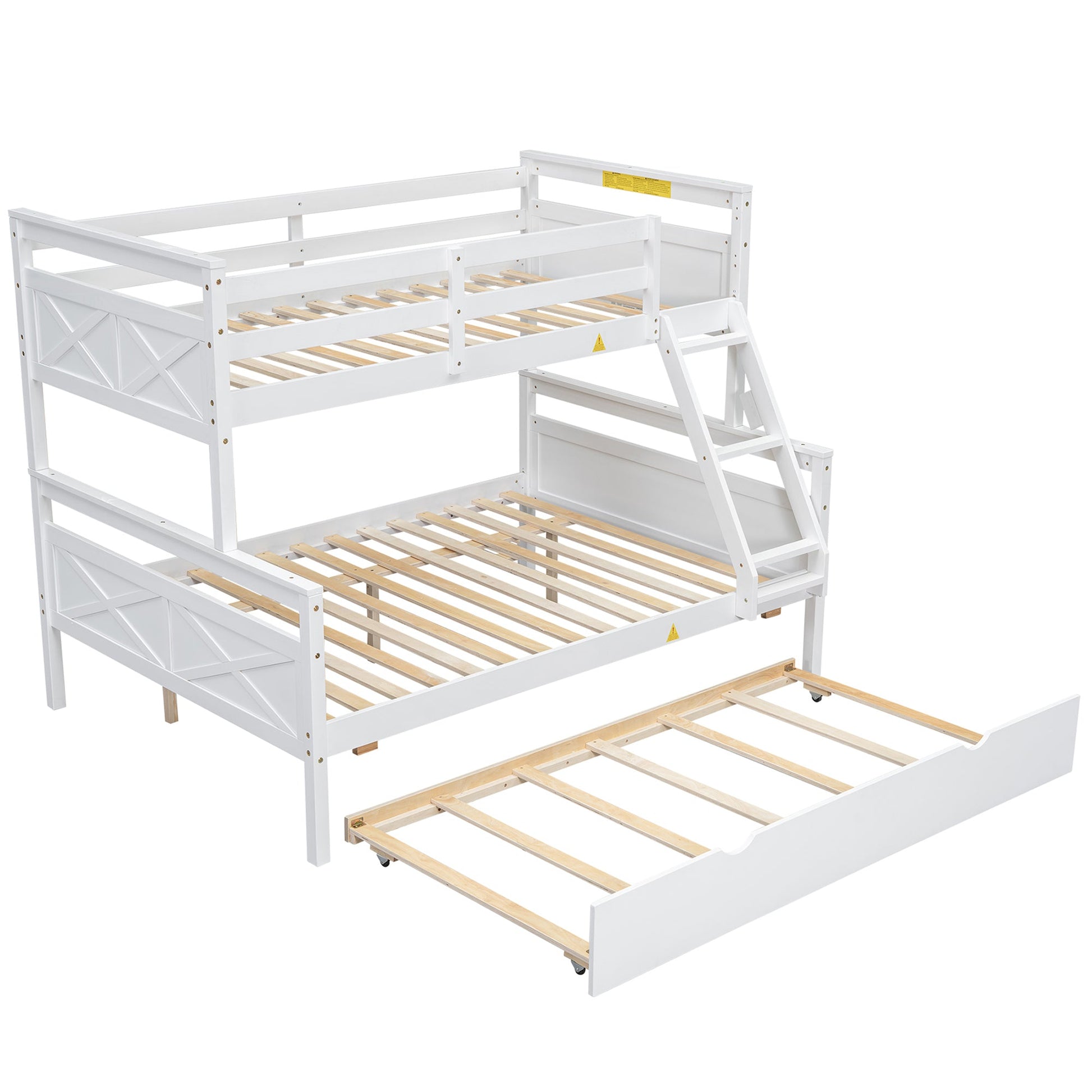 The Space Saver Twin Over Full Bunkbed with Trundle - WHITE - Bunk and Bed Co.