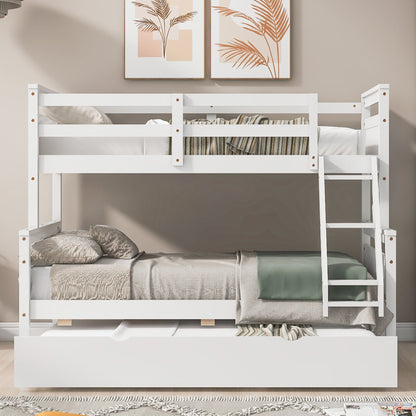 The Space Saver Twin Over Full Bunkbed with Trundle - WHITE - Bunk and Bed Co.