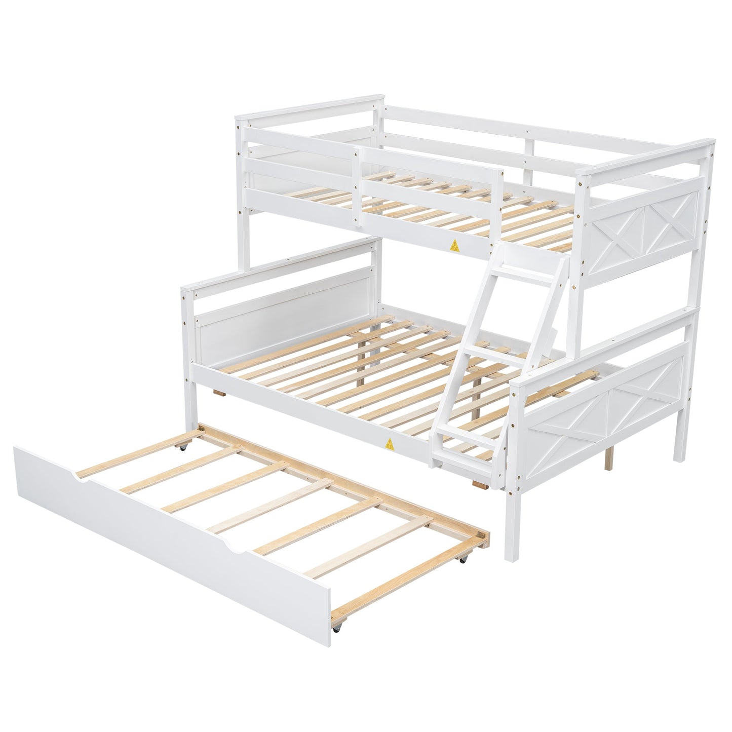 The Space Saver Twin Over Full Bunkbed with Trundle - WHITE - Bunk and Bed Co.