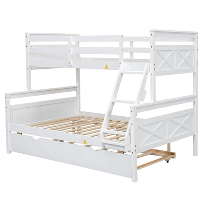 The Space Saver Twin Over Full Bunkbed with Trundle - WHITE - Bunk and Bed Co.
