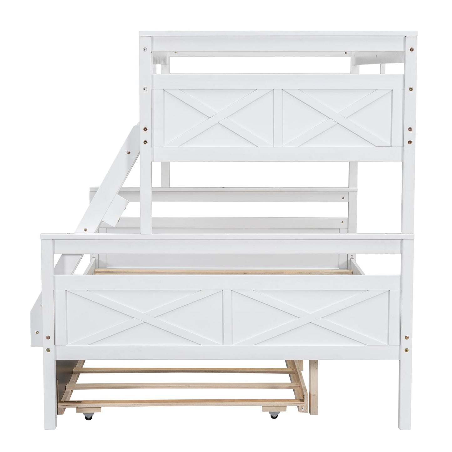 The Space Saver Twin Over Full Bunkbed with Trundle - WHITE - Bunk and Bed Co.