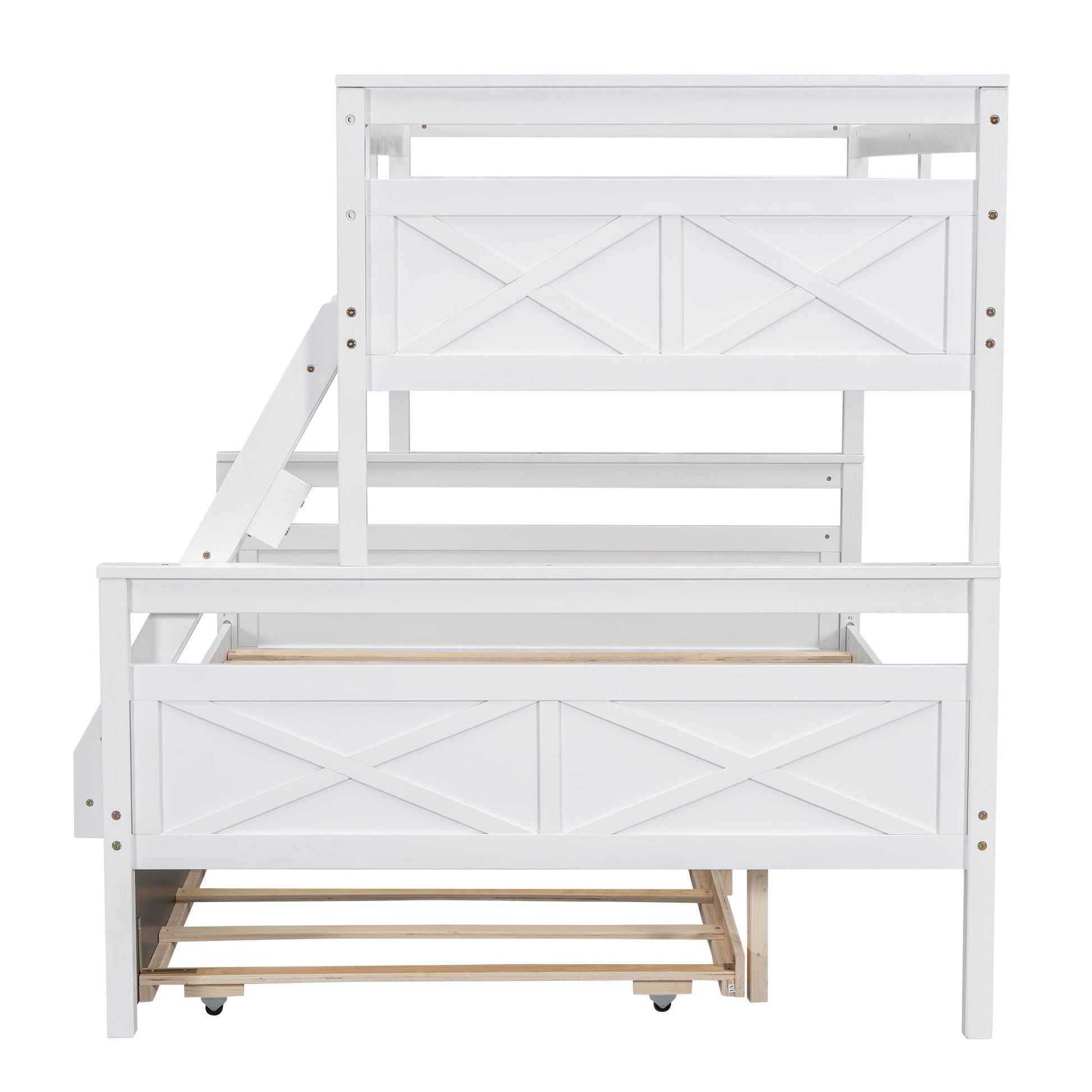 The Space Saver Twin Over Full Bunkbed with Trundle - WHITE - Bunk and Bed Co.
