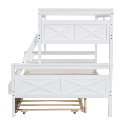 The Space Saver Twin Over Full Bunkbed with Trundle - WHITE - Bunk and Bed Co.