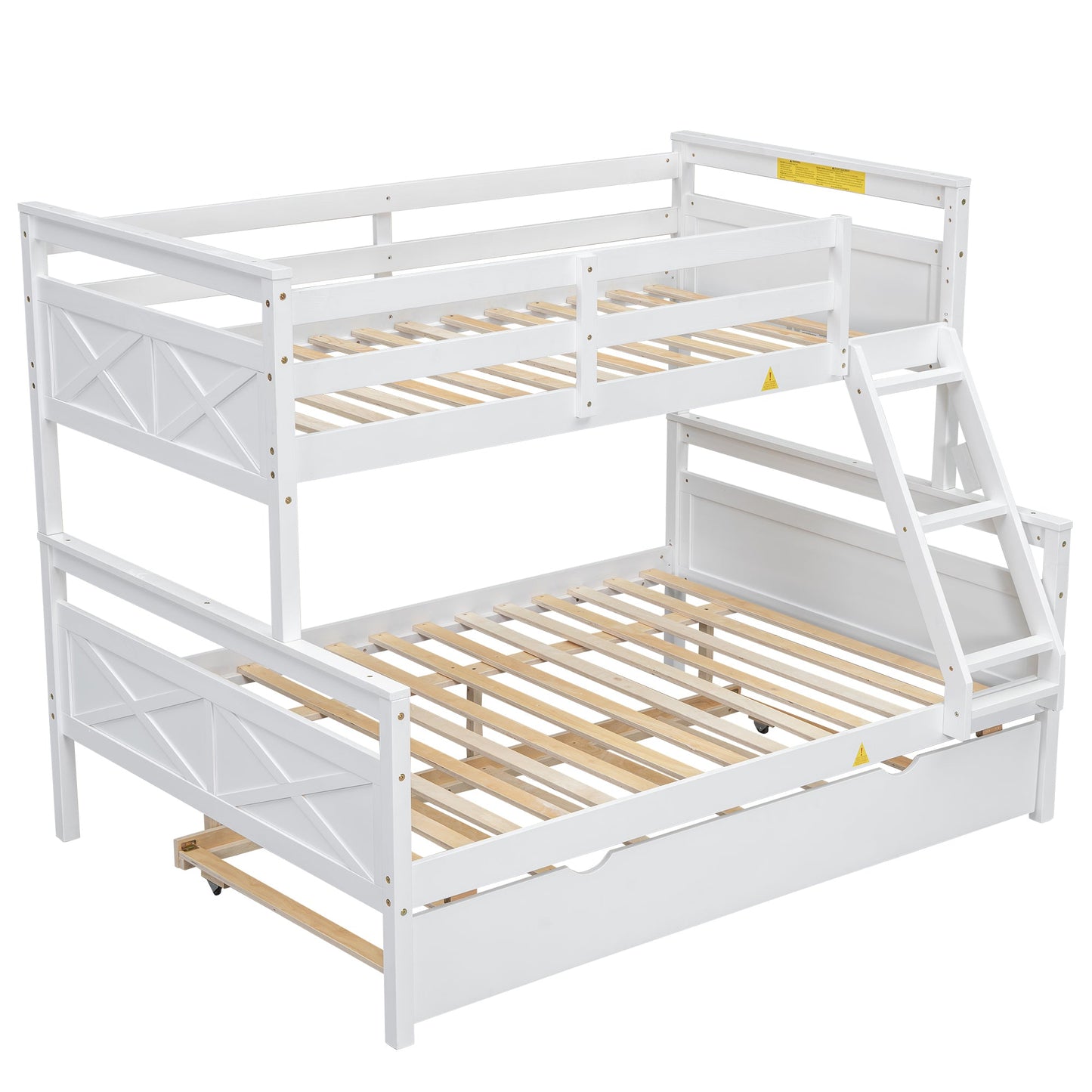 The Space Saver Twin Over Full Bunkbed with Trundle - WHITE - Bunk and Bed Co.