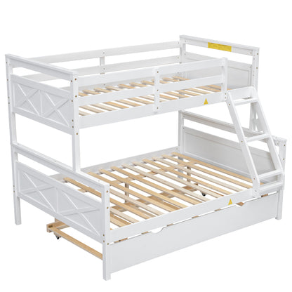 The Space Saver Twin Over Full Bunkbed with Trundle - WHITE - Bunk and Bed Co.
