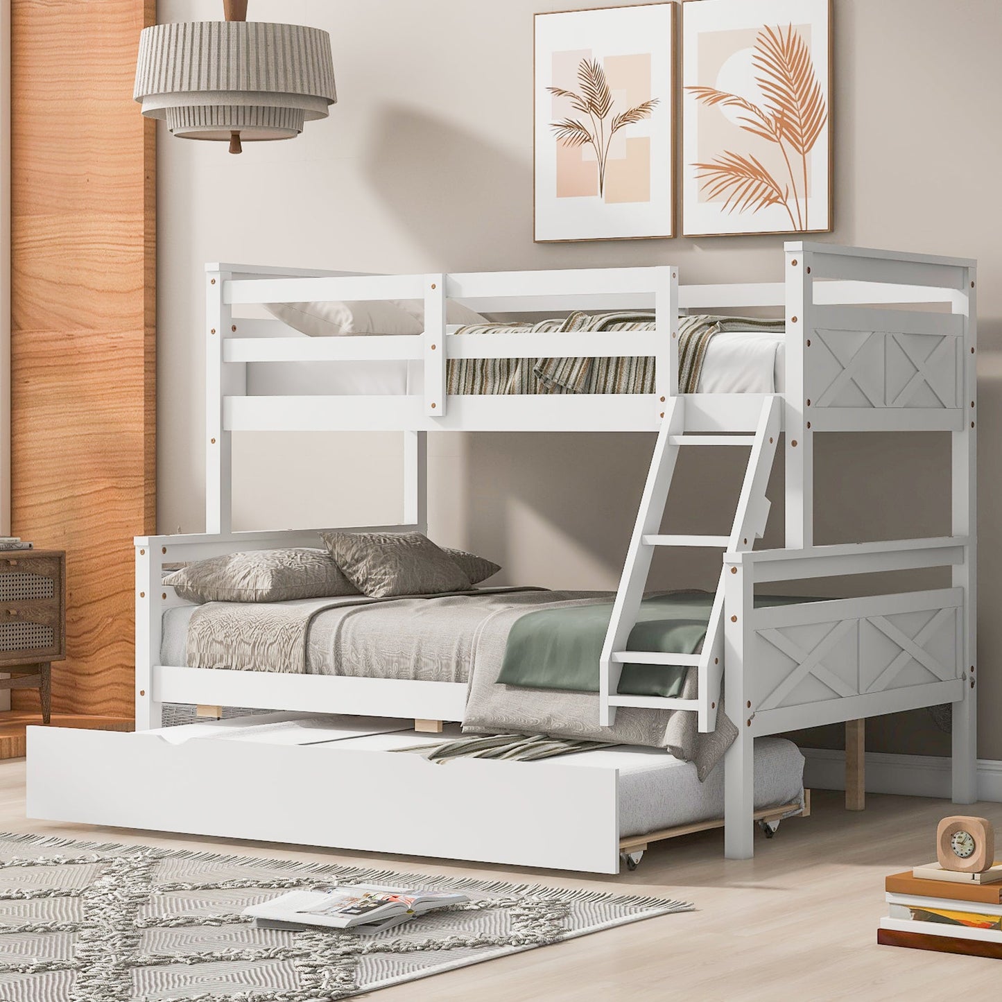 The Space Saver Twin Over Full Bunkbed with Trundle - WHITE - Bunk and Bed Co.