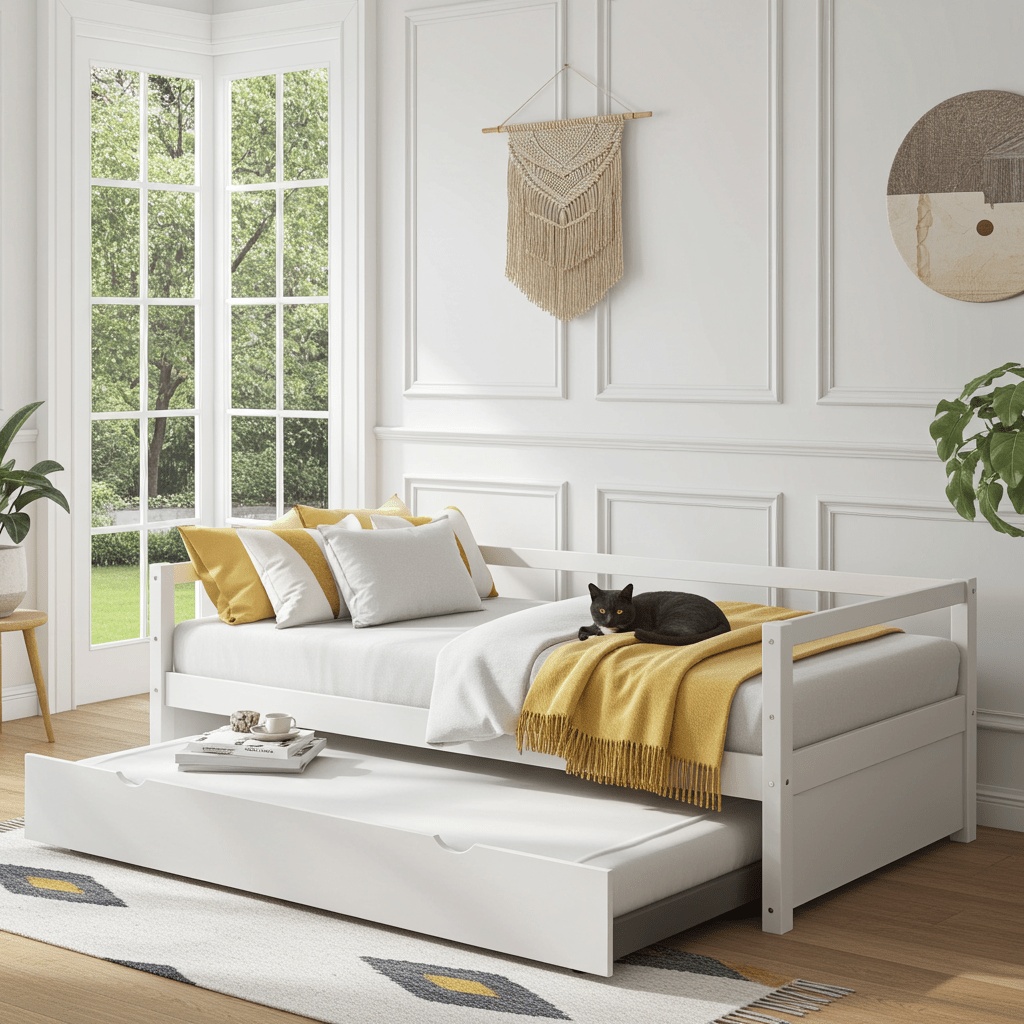 The Willow Creek DayBed with Trundle White - Bunk and Bed Co.