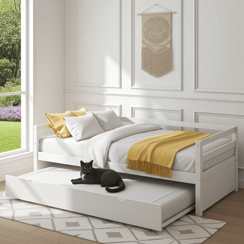 The Willow Creek DayBed with Trundle White - Bunk and Bed Co.