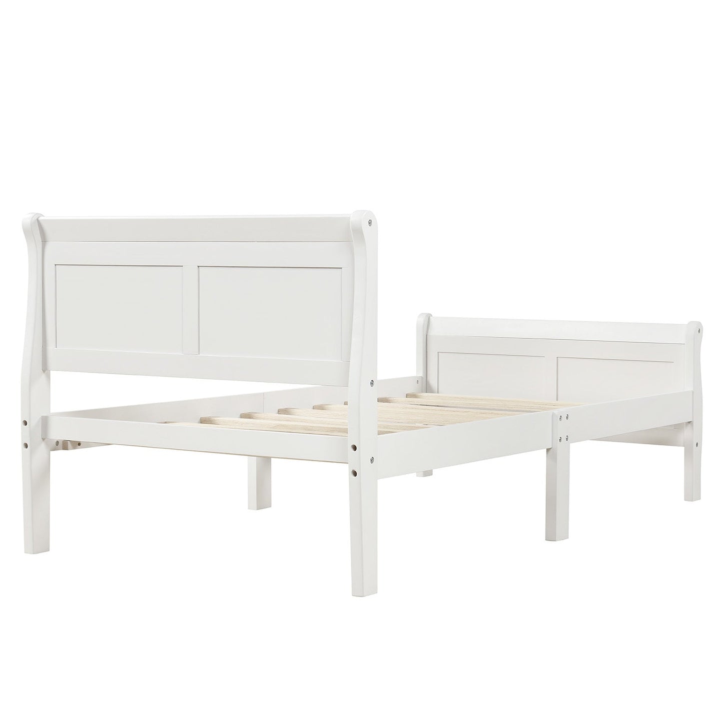 Tiffany White Twin Platform Bed with Headboard - Bunk and Bed Co.