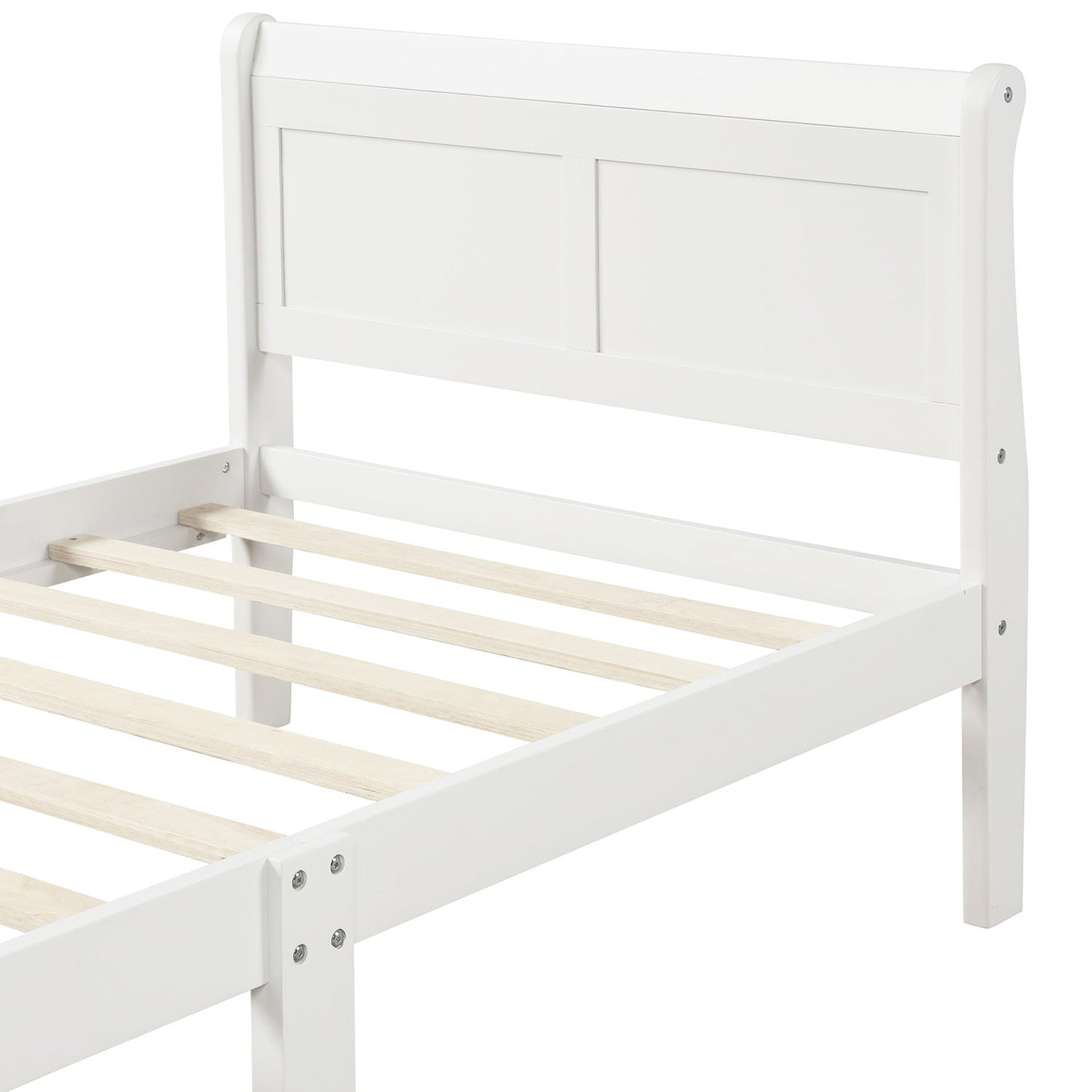 Tiffany White Twin Platform Bed with Headboard - Bunk and Bed Co.