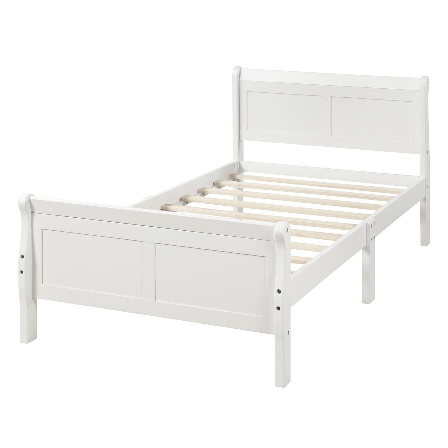 Tiffany White Twin Platform Bed with Headboard - Bunk and Bed Co.