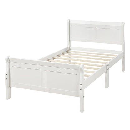 Tiffany White Twin Platform Bed with Headboard - Bunk and Bed Co.