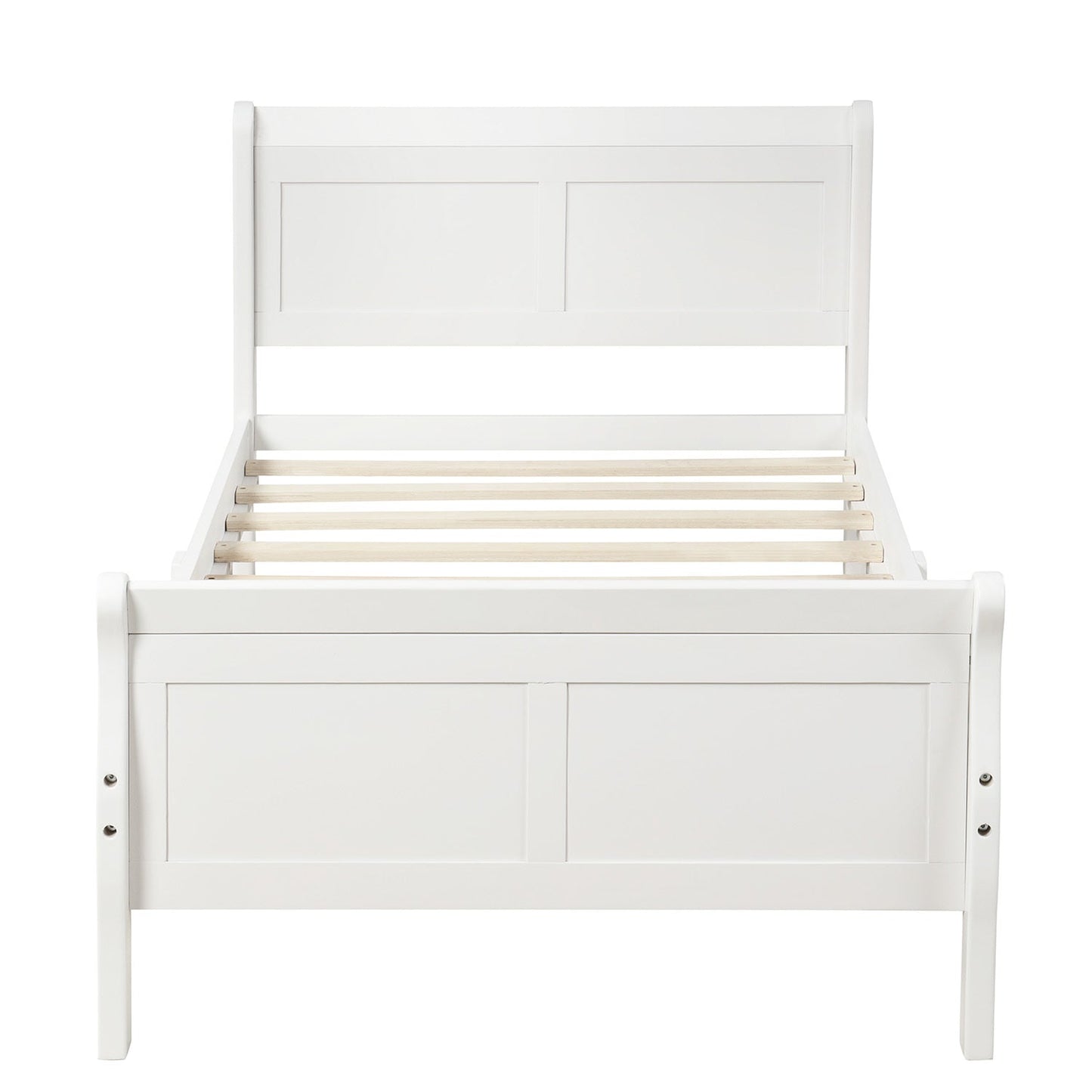 Tiffany White Twin Platform Bed with Headboard - Bunk and Bed Co.