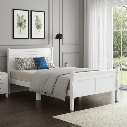 Tiffany White Twin Platform Bed with Headboard - Bunk and Bed Co.