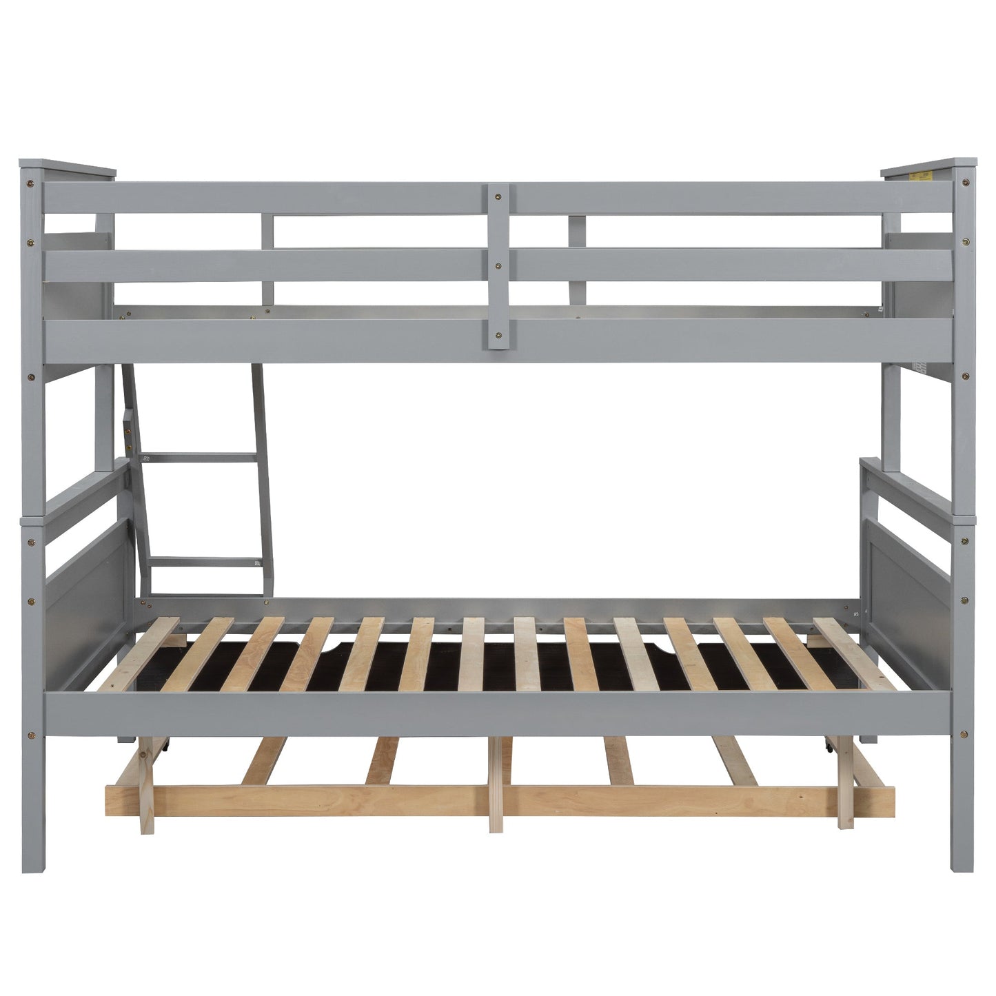 Twin Over Full Bunkbed with Twin Trundle Gray Space Saver - Bunk and Bed Co.